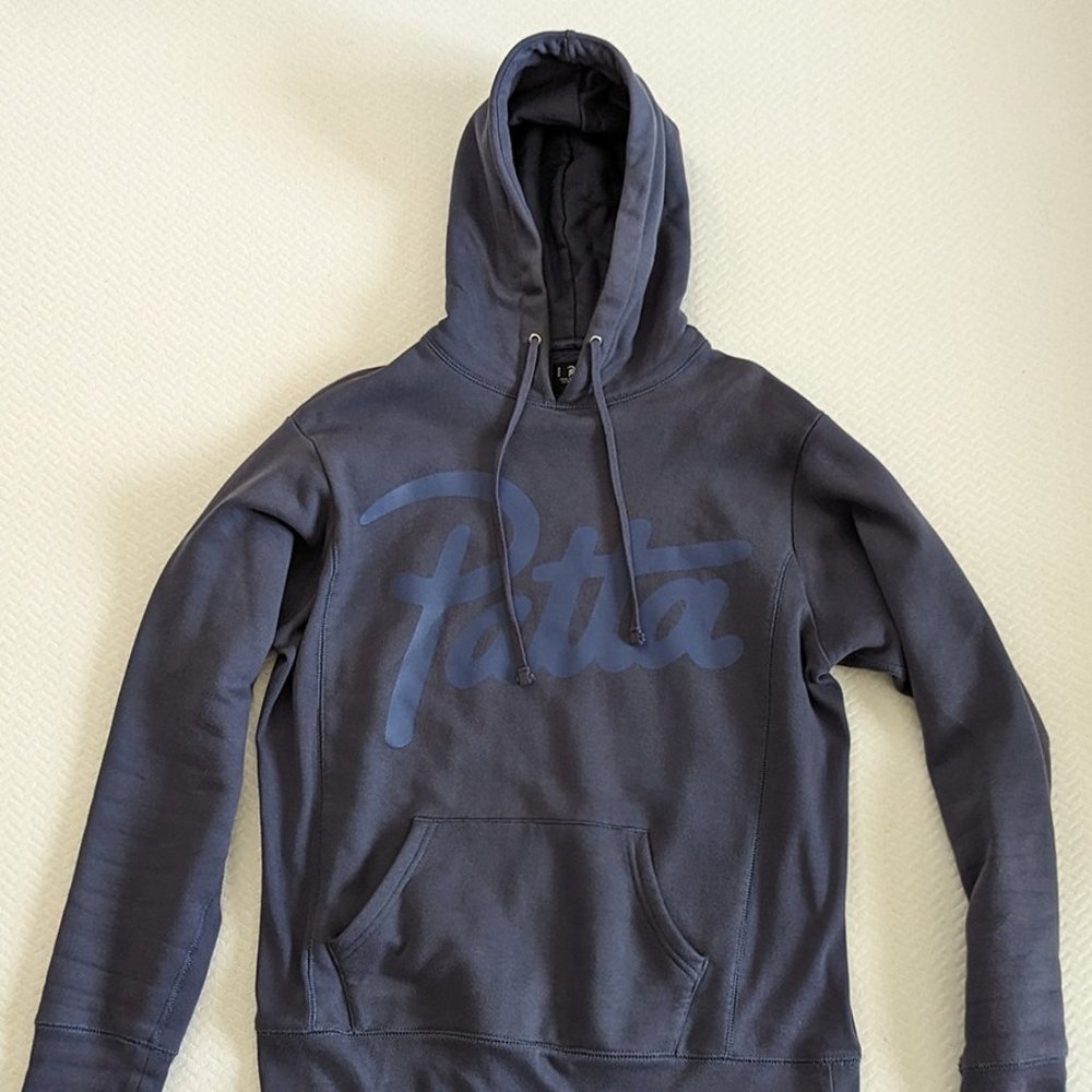 Patta Script Logo Hooded Sweater (Vintage Indigo) Medium Size